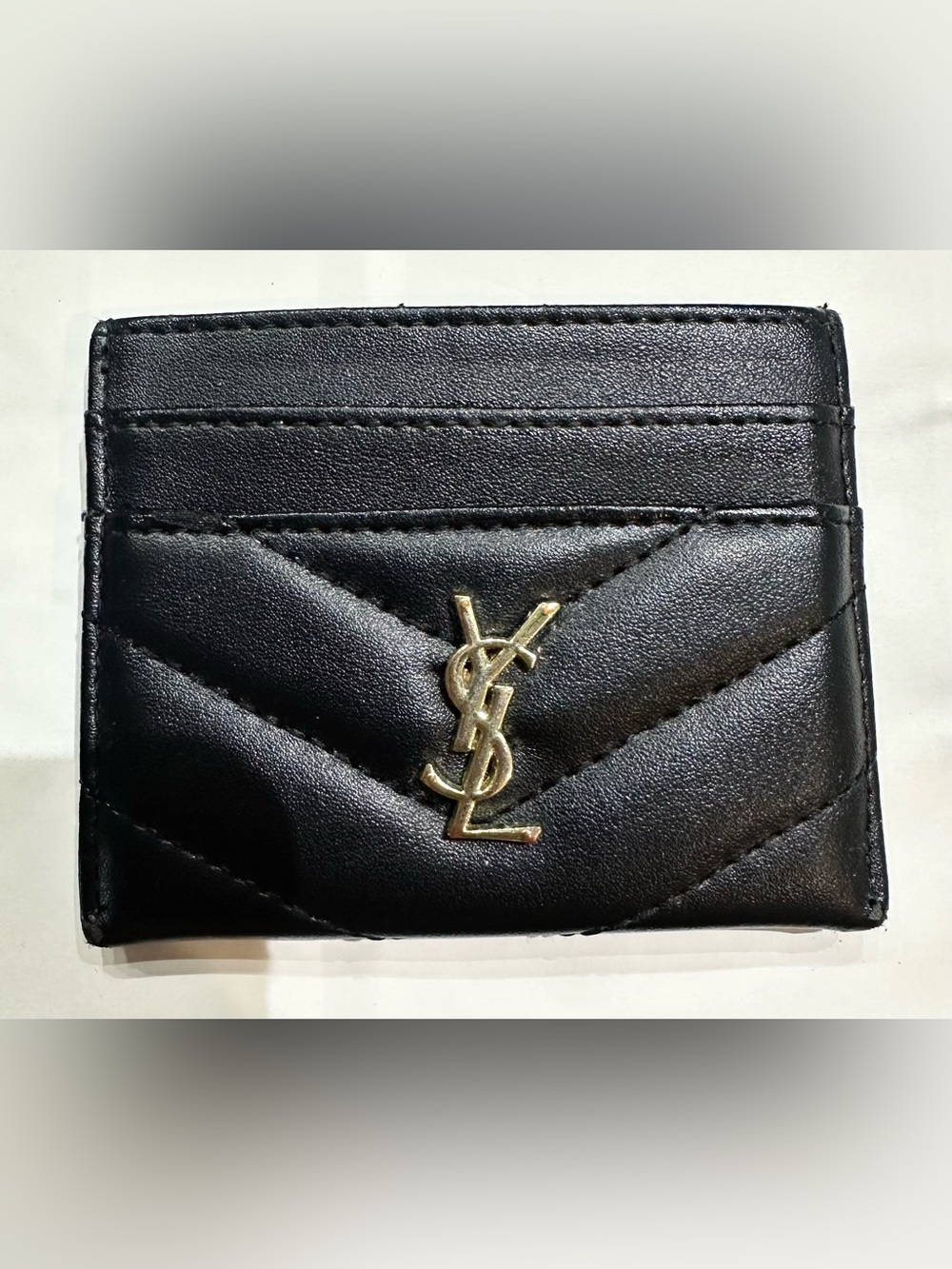 Saint Laurent YSL Black Quilted Leather Card Holder